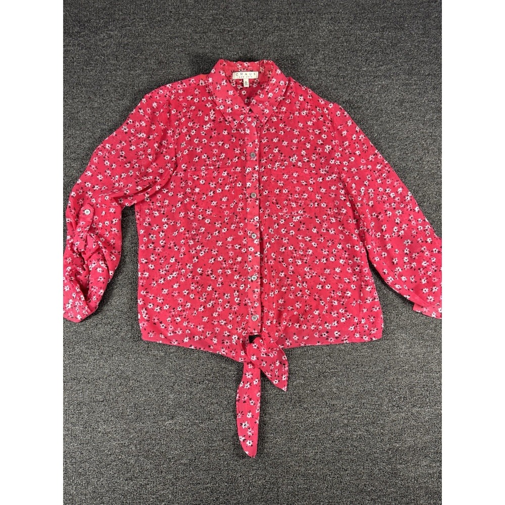 Chaus Women's Top Medium Pink Button Up Floral